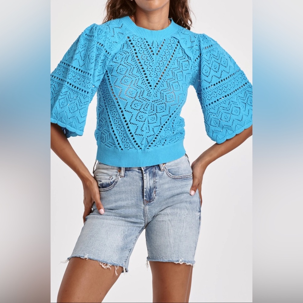 $84 NWOT Dear John BAILEY TOP in aqua blue S